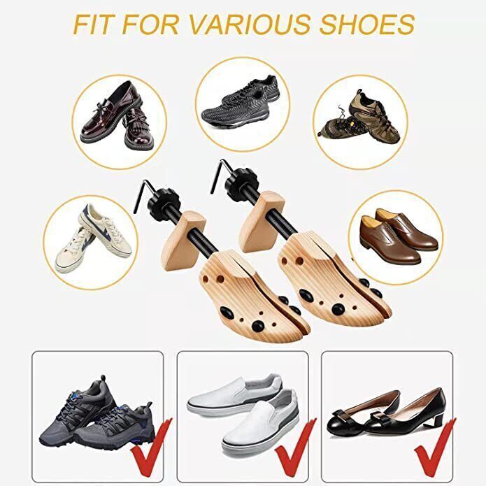 2-way Wooden Adjustable Shoe Stretcher Expander Men Women Boot Size US 5-13