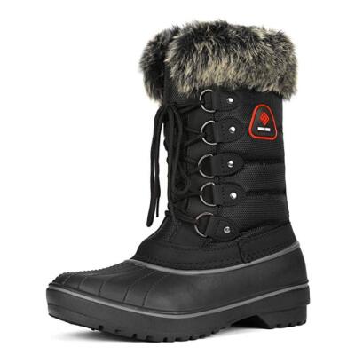 Womens Waterproof Snow Boots Insulated Faux Fur Lined Warm Winter Mid Calf Boots