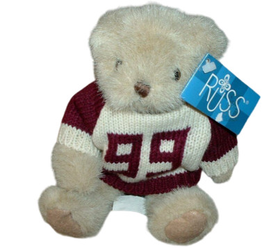 Russ Halls of Ivy 99 Varsity Teddy Bear Maroon Cream Vintage 1999 Plush Toy NWT