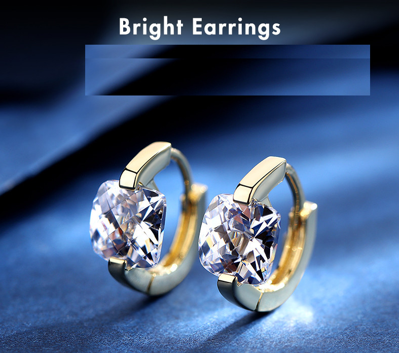 Women Girl 18K Gold Plated Square Cubic Zircon CZ Huggie Hoop Earrings Gift J11