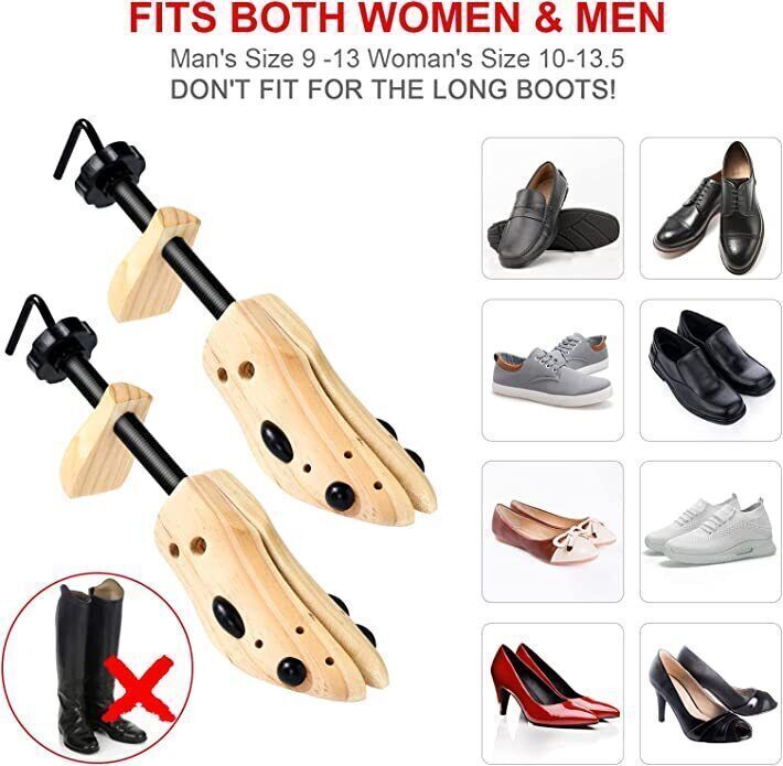 2-way Wooden Adjustable Shoe Stretcher Expander Men Women Boot Size US 5-13