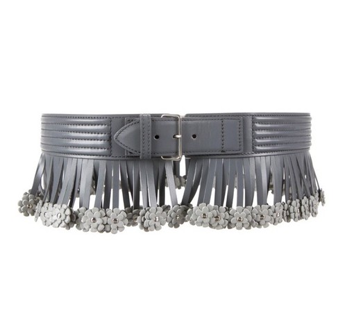SALE【Alaia】リング ラージベルト ALAIA Paris Wide Gray Leather Fringe Flower Waist Belt | eBay