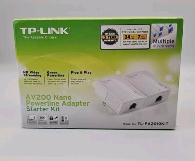TP-Link AV200 Nano Powerline Adapter Starter Kit Model TL-PA2010KIT - Open Box