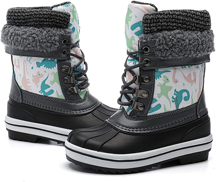 Kids Snow Boots Waterproof Boys Winter Boots Faux Fur Lined Girls Outdoor Shoes