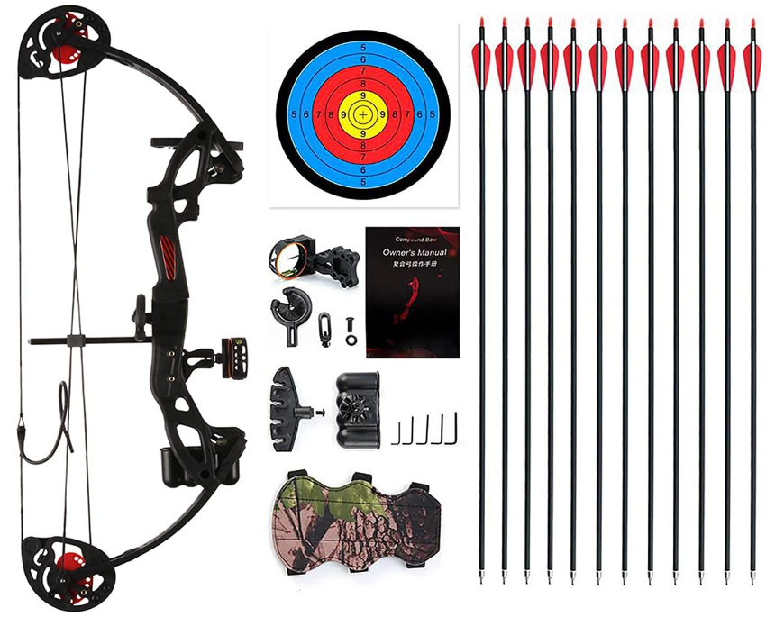 Kids Youth Compound Bow and Arrow Set 15-29lbs for Right Hand Beginner Archery
