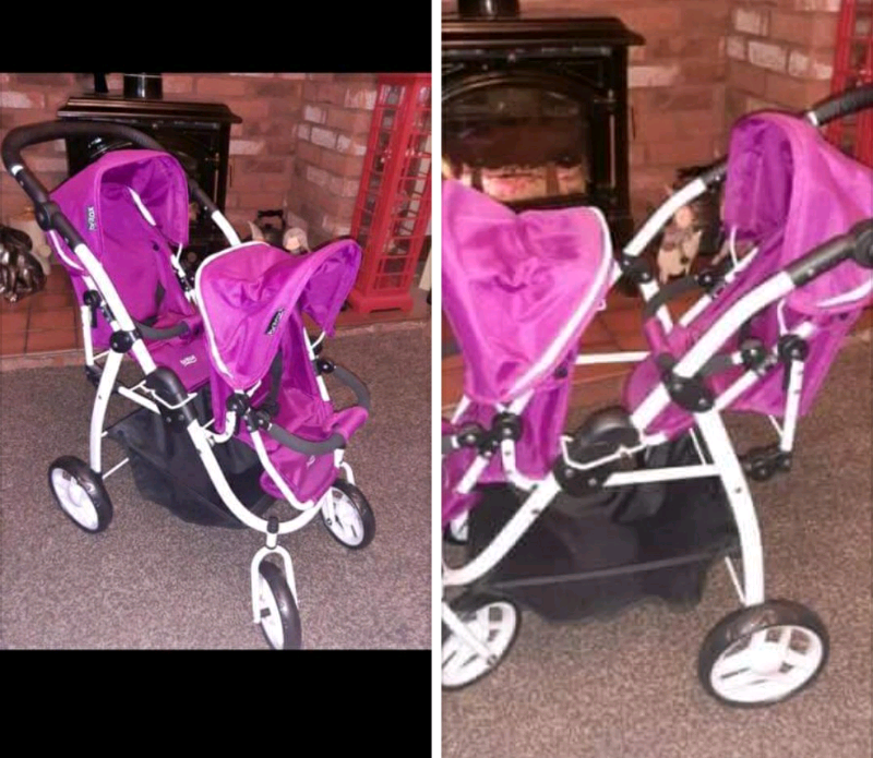 britax dolls double buggy hot pink