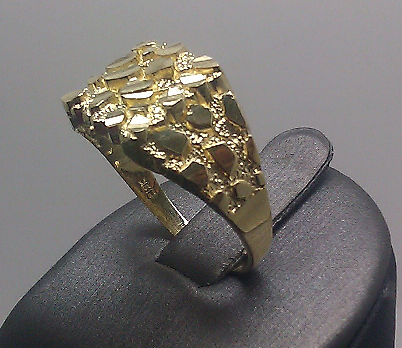 Pre-owned G&d Real Solid 10k Yellow Gold Men Nugget Ring Sizable Pinky Casual