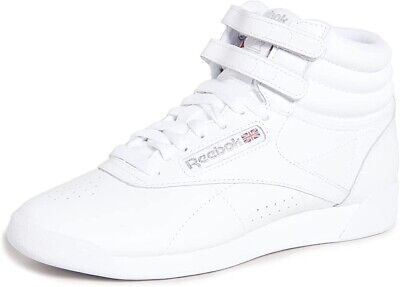 Reebok Women Freestyle Hi High Top Sneaker, White/Silver, 8. NEW WITH BOX ✨