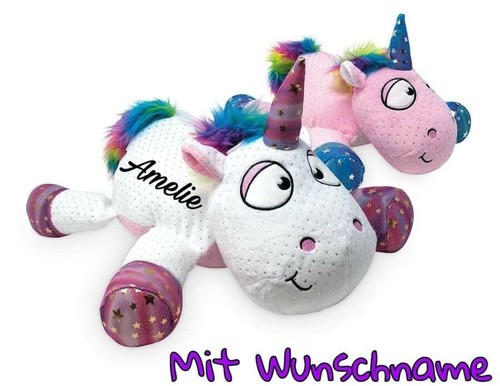 Einhorn mit Name Personalisiert Plüschtier Wunschname Geschenk Unicorn weiß rosa