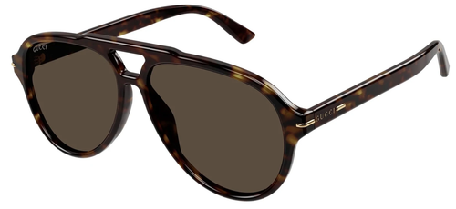 Pre-owned Gucci Gg1443s-003 Pilot Havana In Brown