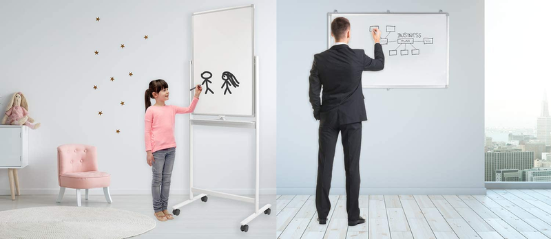 Mobile Dry Erase Whiteboard - Rolling White Board with Casters and Stand, 36X24