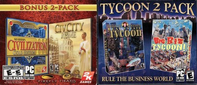 Civilization III Gold & CivCity Rome & Tycoon 2 Pack PC New XP Donald Trump