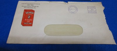 1937 Pennsylvania Sugar company Philadelphia Penn Quaker Sugar Invoice Envelope