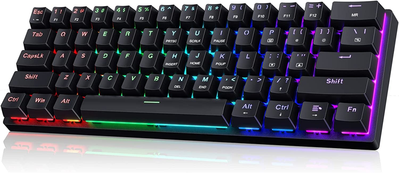 Portable 60% Mechanical Gaming Keyboard, Wired Keyboard with Blue Switches,Led C