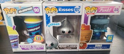 Funko POP lot of 3 - Banana Slurpee - Hersheys Kisses & Dino