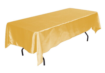 Tektrum 60 X 84 inch Rectangular Silky Satin Tablecloth - Party Banquet (Gold)