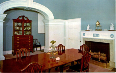 The Dining Room, Monticello, Charlottesville, Virginia postcard.