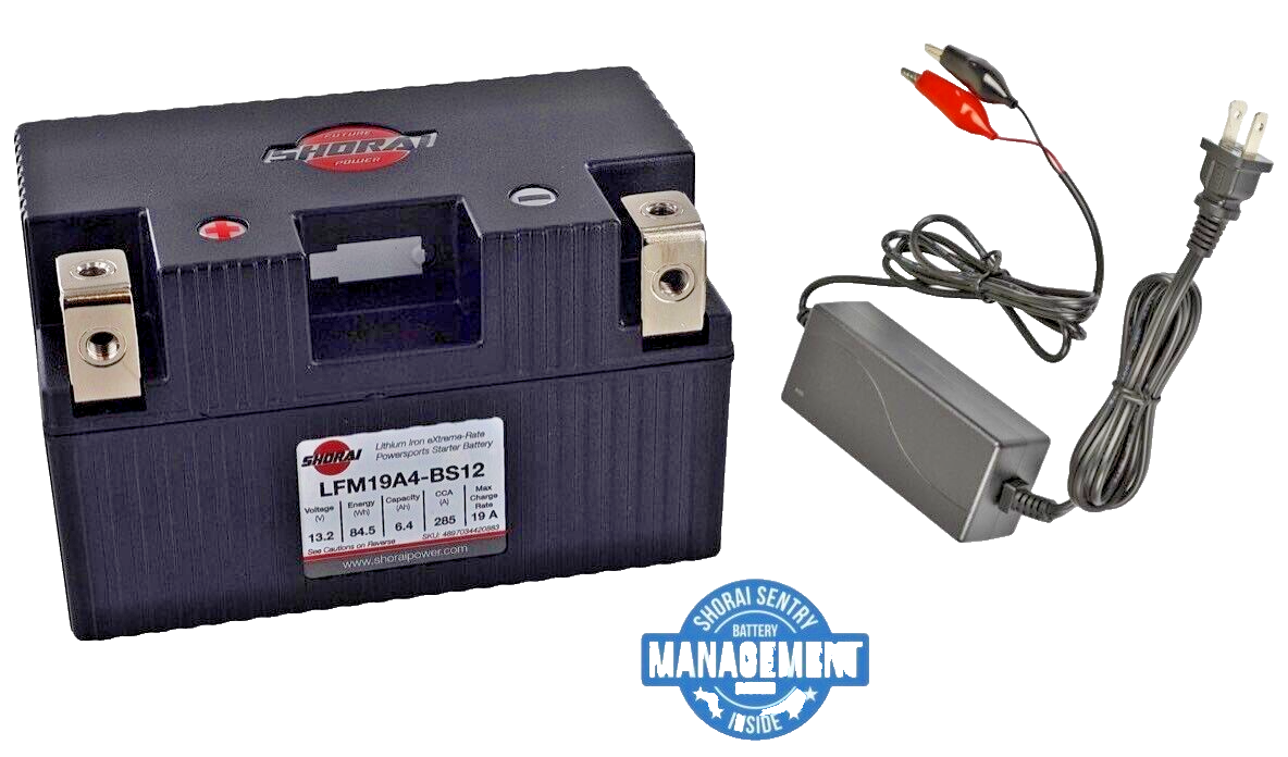 SHORAI Xtreme-Rate Lithium Battery w/CHARGER # LFX19A4-BS12