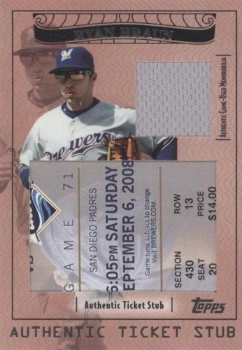 2009 Topps Ticket To Stardom - Ryan Braun #TSP-11