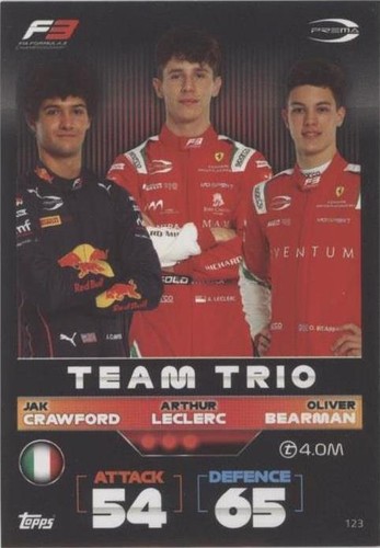 2022 Topps F1 Turbo Attax - Arthur Leclerc Jak Crawford Oliver Bearman #123
