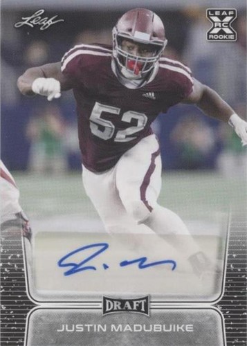 2020 Leaf Draft Justin Madubuike #BA-JM2