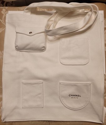 CHANEL BEAUTE JAPAN Novelty Tote bag cotton 100% white