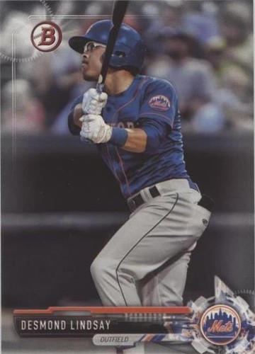 2017 BOWMAN CHROME BLUE REFRACTOR ROOKIE RC DESMOND LINDSAY METS
