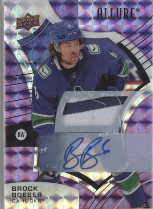 202122 Upper Deck Allure Purple Diamond Auto Patch 68 Brock Boeser