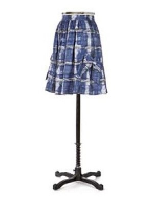 Anthropologie Skirt Lil Blue Watercolor Plaid Bow Size 0
