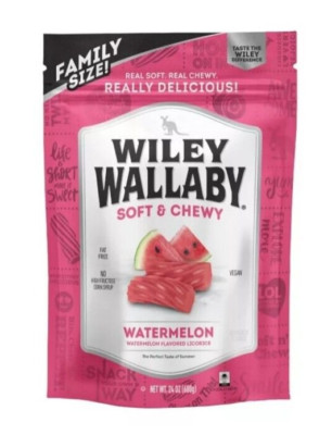 1X Wiley Wallaby Family Size Soft Chewy WATERMELON Australian Licorice 24oz Each
