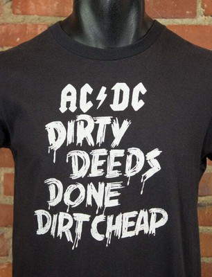Vintage AC/DC Concert T Shirt 70s Dirty Deeds Done Dirt Cheap Black Small