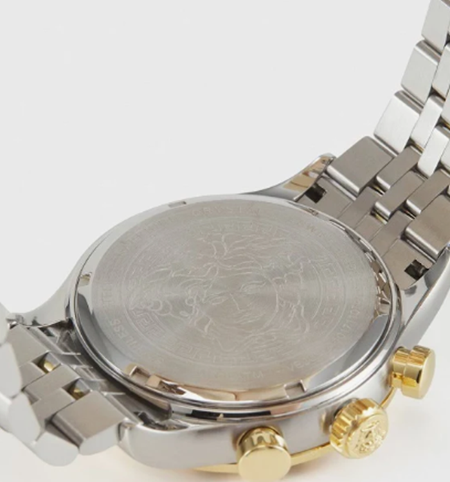 Pre-owned Versace Mens Hellenyium Two Tone 44mm Bracelet Fashion Watch