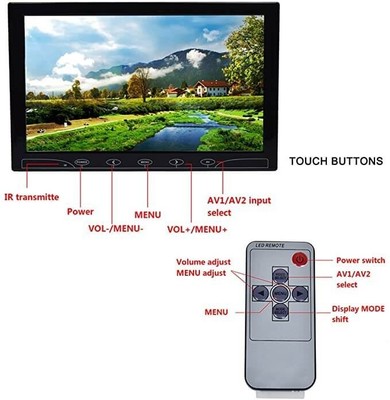 10.1'' Ultra-Thin TFT LED Color Monitor, 16:9 Ratio, Car AV/VGA,HDMI, 3072x600