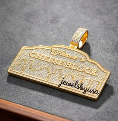 Pre-owned Nsg Tester Passing Moissanite "chess Block" Customize Rapper Pendant 925 Silver In White