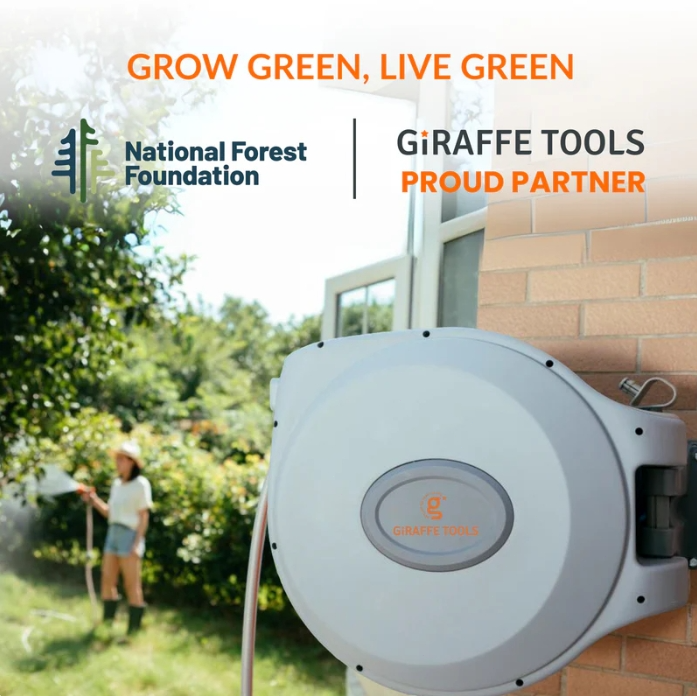 Giraffe Tools Retractable Water Hose Reel Wall Mounted Hose Reel 5/8-IN 65-FT