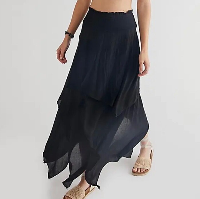 

Free People Endless Summer Primo Perfect Макси-юбка Многослойная черная юбка со сборками  НОВИНКА, Черный