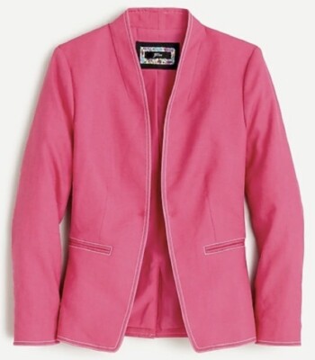 NWT J Crew Women s Going Out Blazer In Stretch Linen Pink Sz 6 