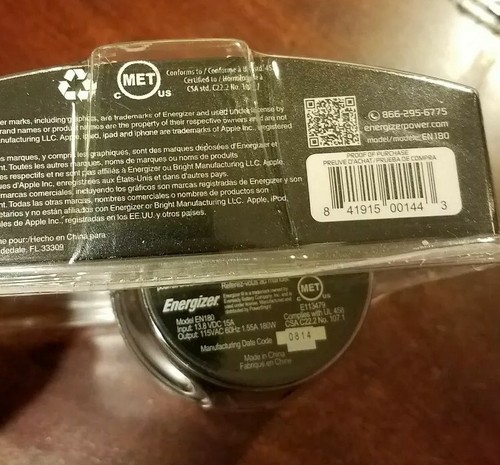 ENERGIZER Car Charger Inverter Adapter Power Bright Cup 4 USB Port Black DP new