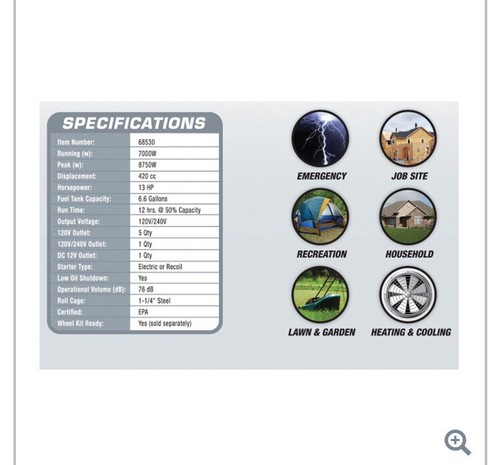 PREDATOR 8750 Watt Heavy Duty Inverter Generator On Wheels - FREE SHIPPING