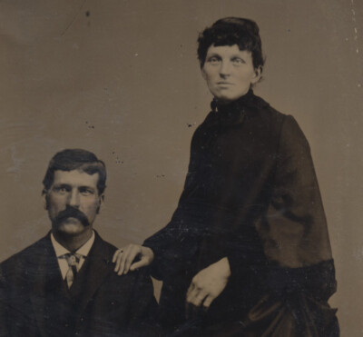 PORTRAIT OF HUSBAND   WIFE IN DEEP BLACK CLOTHES