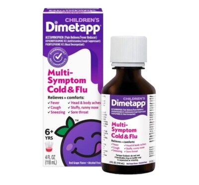 Children's Dimetapp Multi-Symptom Cold and Flu Relief Liquid Red Grape 4 oz.  
