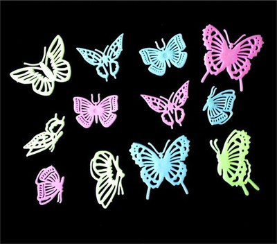 12 Pcs Glow in the Dark Butterfly stickerFluorescent Wall Artparty Decoration