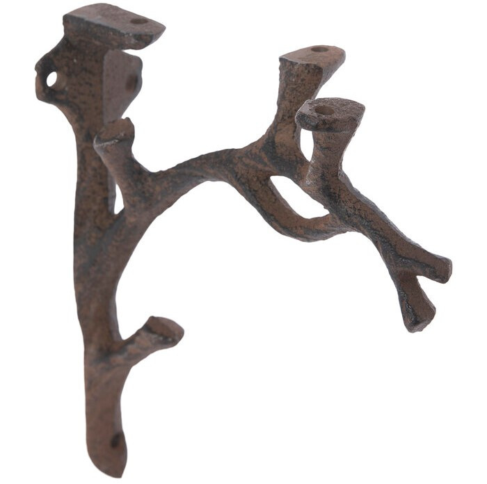 2 Rustic Cast Iron Shelf Bracket Wall Mount Hardware Brace Tree Branch Sculpture