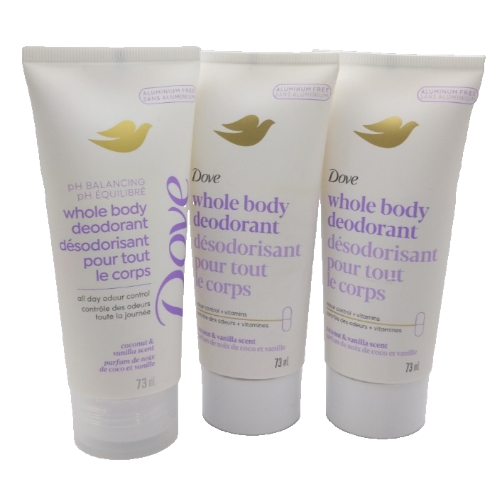 3X! Dove Whole Body Deodorant Cream Coconut & Vanilla 73ml