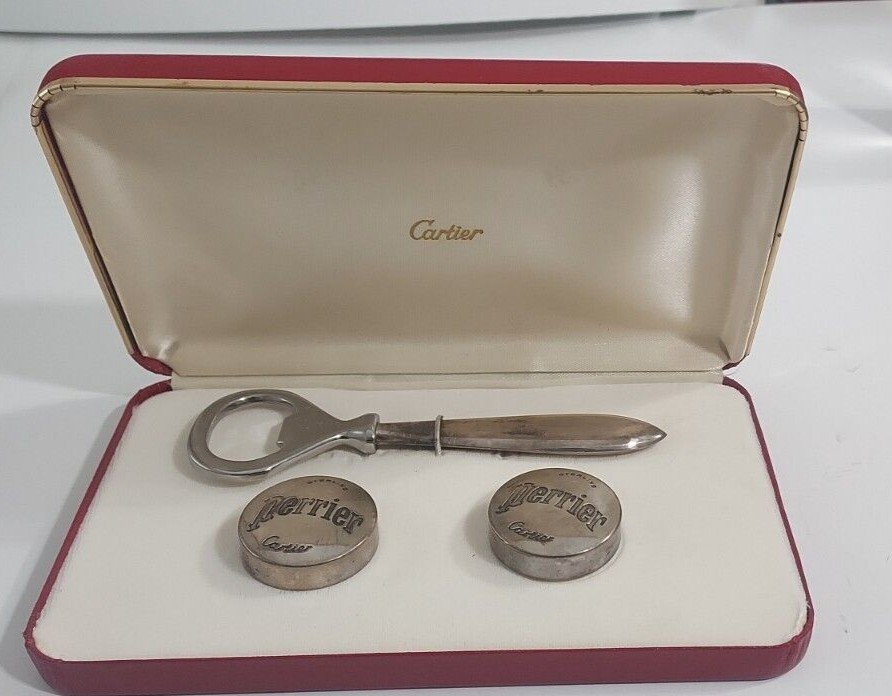 Cartier Perrier Rare Vintage Bottle Opener and Corks Perrier 925 Sterling Silver