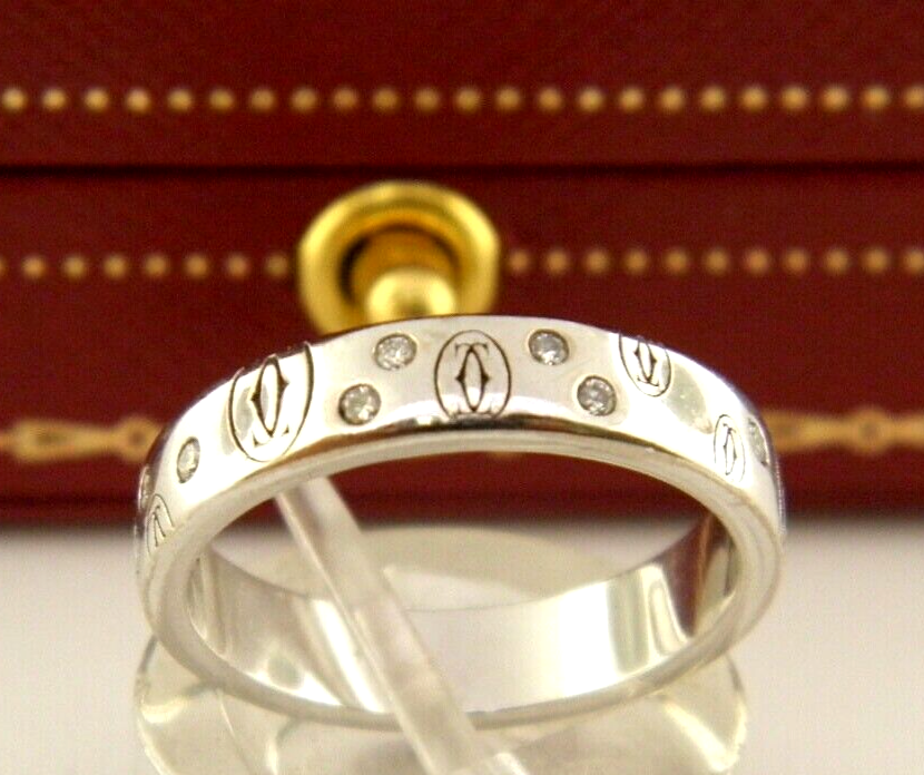 Cartier Logo De Cartier Diamond Wedding Band Ring in 18k Gold Sz 51 US 5.75 eBay