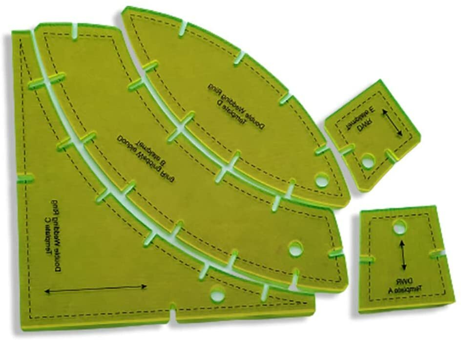Acrylic Slit N Sew Double Wedding Ring Quilting Templates Set #DWR