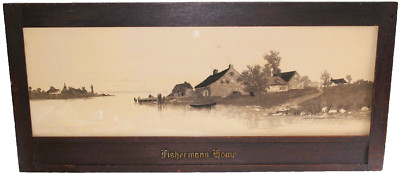 ERNEST C ROST 1866-1940 ANTIQUE ENGRAVING 1890 PLATE SIGNED FISHERMANS HOME