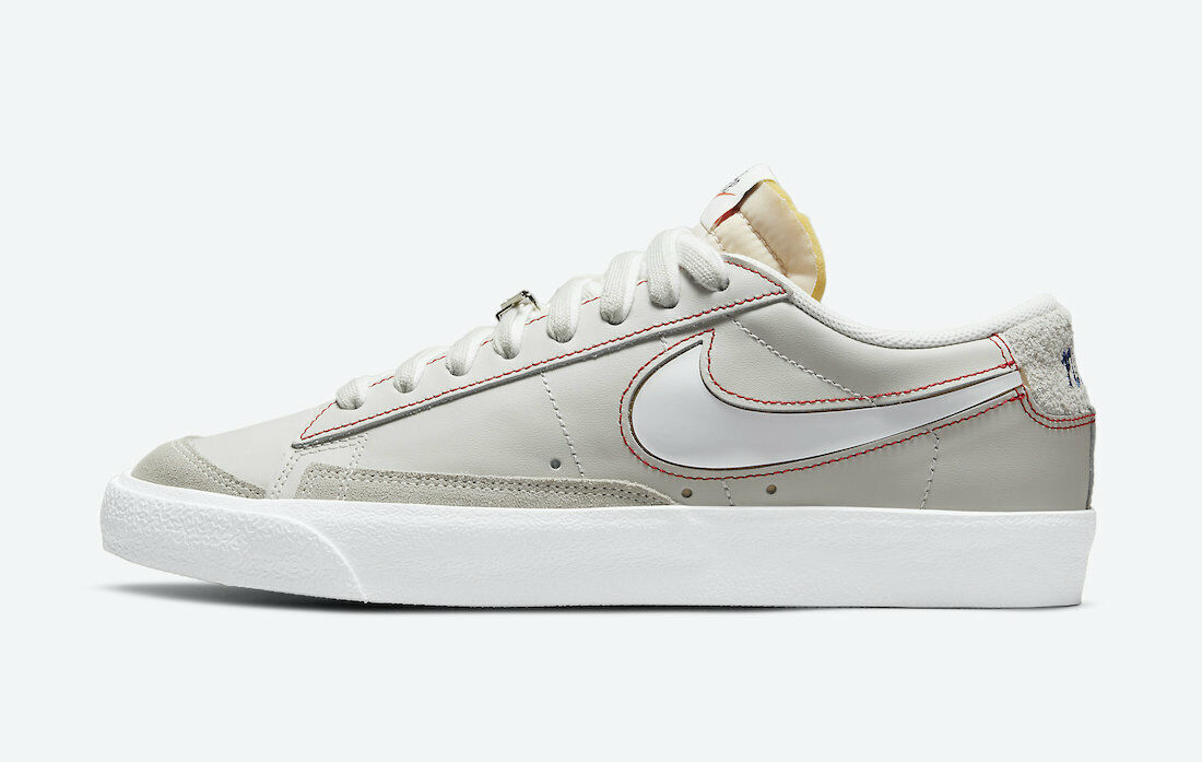 Nike Blazer Low 77 PRM Серый Белый Синий Съемный Галочка DH4370-002 Мужской Размер