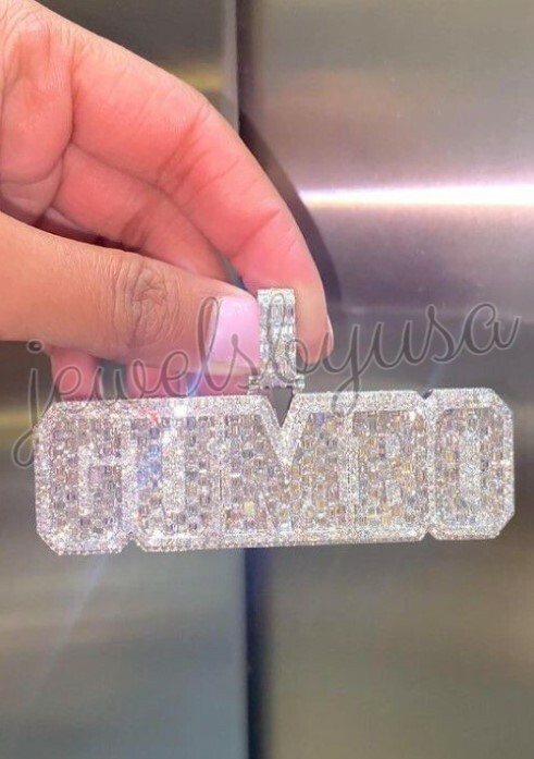 Pre-owned Jbu 3.2ct Men's Baguette Simulated Diamond "gumbo" Customize Fancy Pendant 925